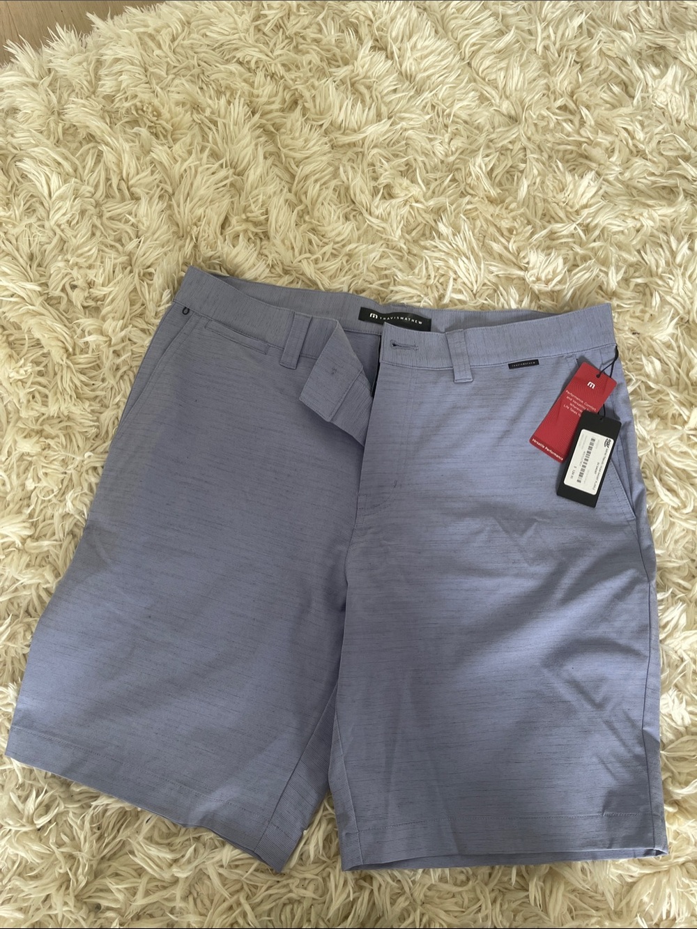 Travis Mathew Light Blue Performance Flat-Front Shorts